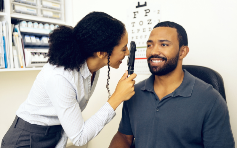 Man getting an eye test