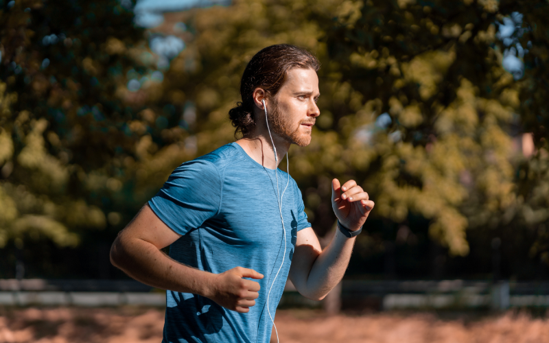 Man with headphones in jogging